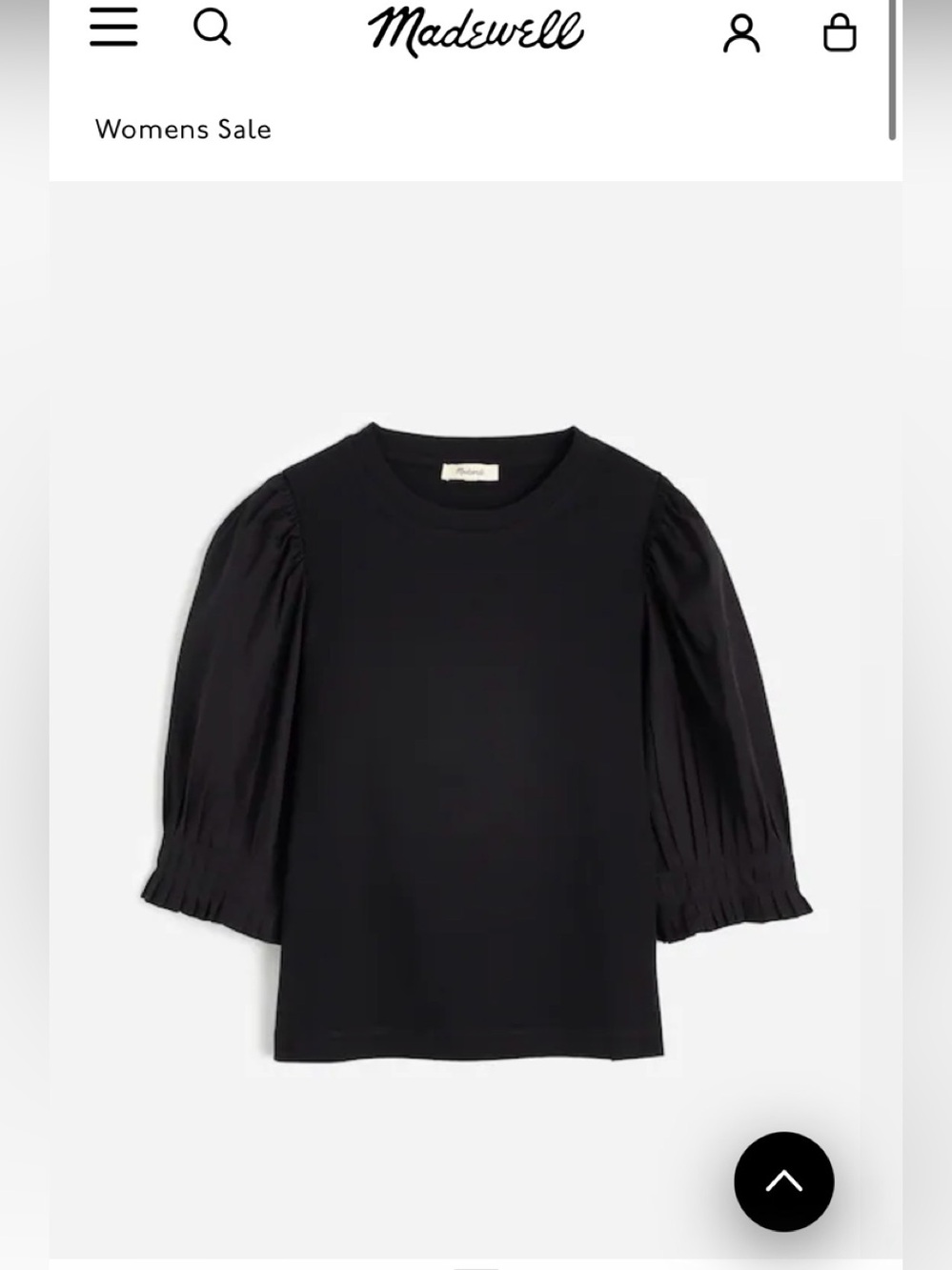 Madewell Black Puff-Sleeve Blouse- size small